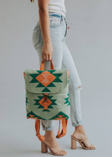 Load image into Gallery viewer, Green, Orange & Pink Aztec Backpack