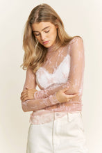 Load image into Gallery viewer, MESH LACE HIGH NECK DESIGN LONG SLEEVE FITTED TOP