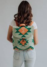Load image into Gallery viewer, Green, Orange & Pink Aztec Backpack