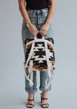 Load image into Gallery viewer, Black, White & Brown Aztec Backpack