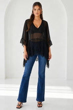 Load image into Gallery viewer, BT10333-BILLOWY SILUETTE LACE AND RUFFEL TRIM PONCHO
