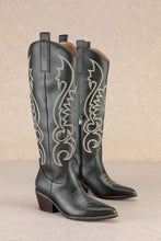 Load image into Gallery viewer, Giada Black Knee High Cowgirl Boots
