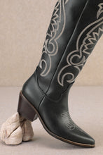Load image into Gallery viewer, Giada Black Knee High Cowgirl Boots
