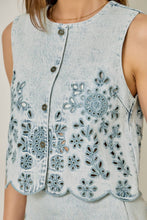Load image into Gallery viewer, 71098 Embroidered Eyelet Washed Vest
