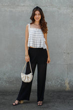 Load image into Gallery viewer, Plaid Lace Trim Side-Tie Crop Top
