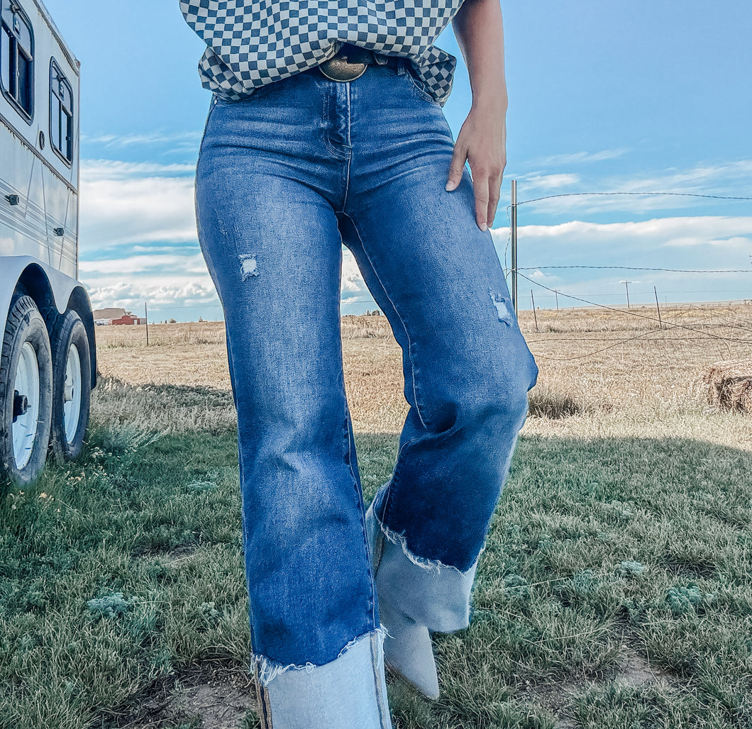 Crystal Wide Cuff Jean