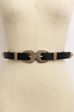 Load image into Gallery viewer, Double Buckle Faux Leather Western Style Belt: Camel
