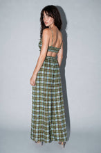 Load image into Gallery viewer, Chiffon Plaid Print Ruched Top and Wide Leg Pant Set
