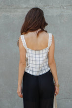 Load image into Gallery viewer, Plaid Lace Trim Side-Tie Crop Top
