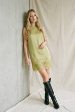 Load image into Gallery viewer, Sleeveless Mini Shift Dress with Scalloped Lace Hem
