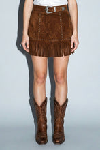 Load image into Gallery viewer, Suede Star Fringe Mini Skirt
