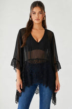 Load image into Gallery viewer, BT10333-BILLOWY SILUETTE LACE AND RUFFEL TRIM PONCHO
