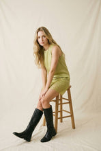 Load image into Gallery viewer, Sleeveless Mini Shift Dress with Scalloped Lace Hem
