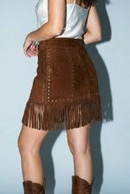 Load image into Gallery viewer, Suede Star Fringe Mini Skirt
