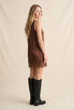 Load image into Gallery viewer, Sleeveless Mini Shift Dress with Scalloped Lace Hem
