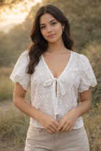 Load image into Gallery viewer, Eyelet Tie-front Blouse
