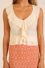 Load image into Gallery viewer, Ruffle Trim Sleeveless Peplum Top
