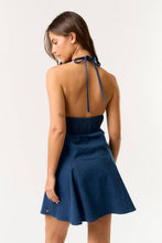 Load image into Gallery viewer, Floral Denim Halter Dress
