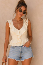 Load image into Gallery viewer, Ruffle Trim Sleeveless Peplum Top
