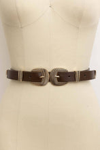 Load image into Gallery viewer, Double Buckle Faux Leather Western Style Belt: Camel
