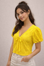Load image into Gallery viewer, Eyelet Tie-front Blouse
