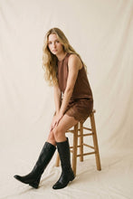 Load image into Gallery viewer, Sleeveless Mini Shift Dress with Scalloped Lace Hem
