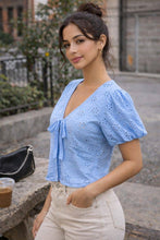 Load image into Gallery viewer, Eyelet Tie-front Blouse
