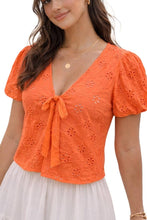 Load image into Gallery viewer, Eyelet Tie-front Blouse

